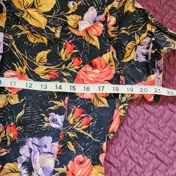 Vintage look Floral Print Dress size 16 100% Cotton - Picture 8 of 10